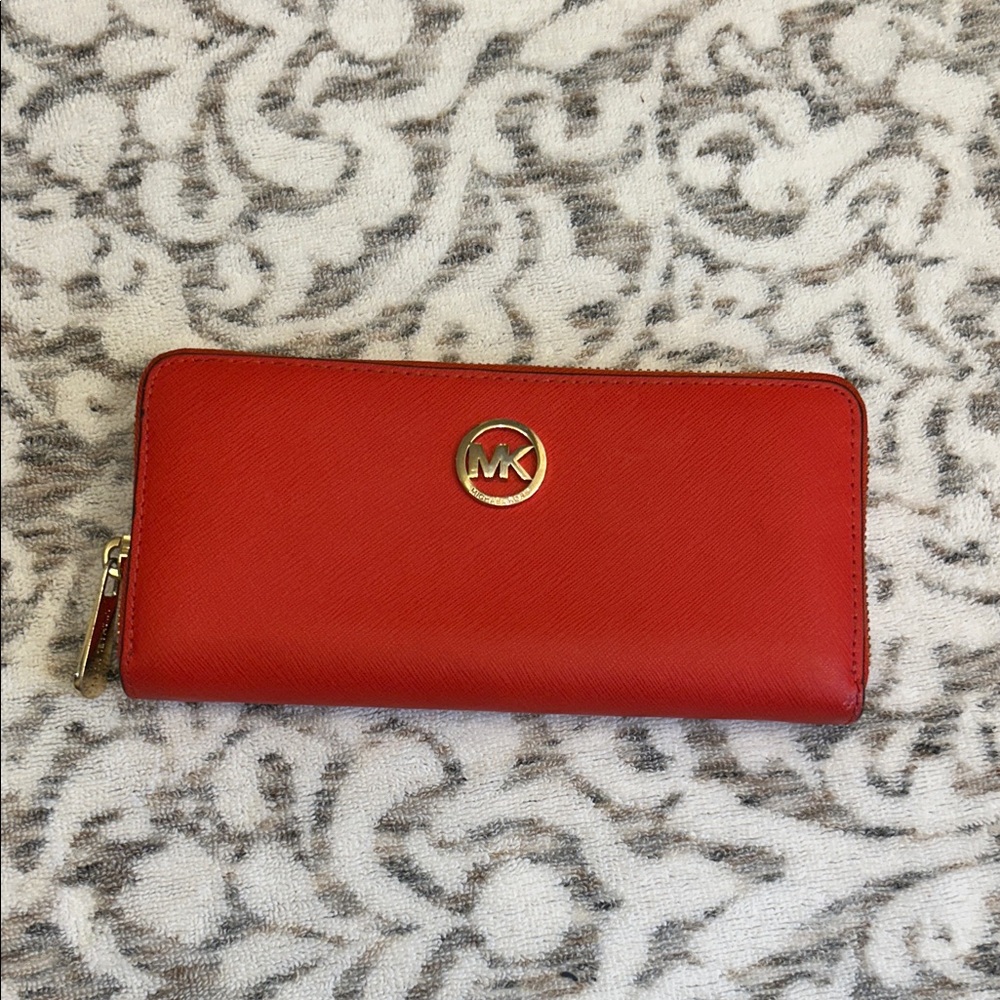 Michael Kors Bold Red Zip Wallet